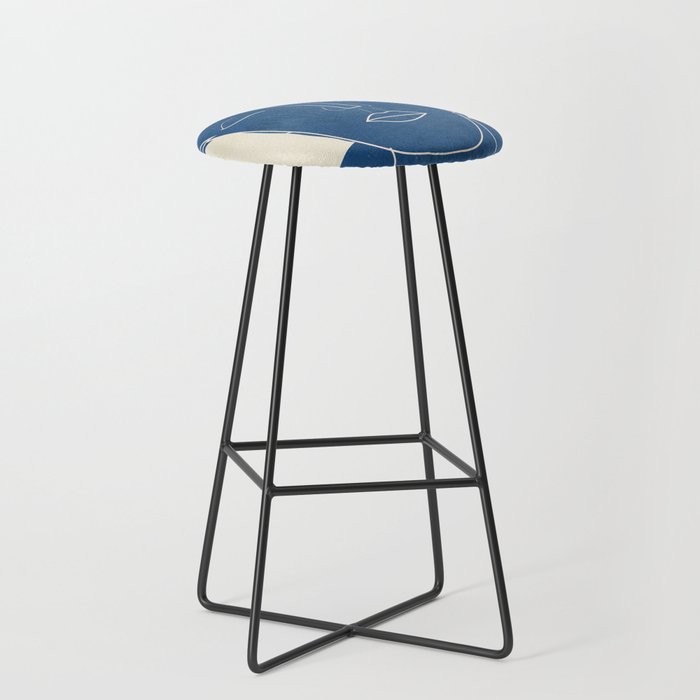 Lady Portrait Minimal Line Art 3 Blue Stool Gallery Image 1