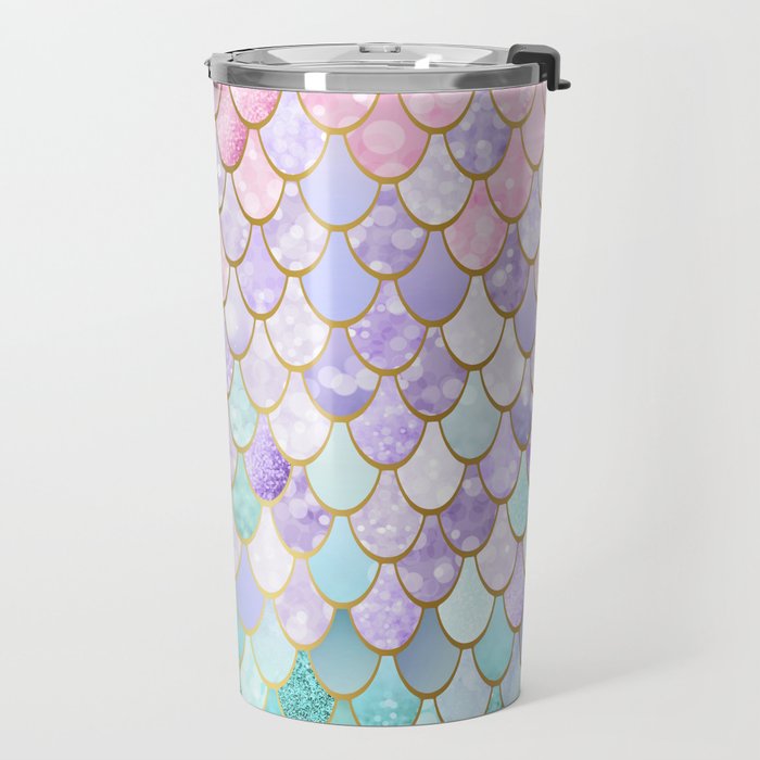 Mermaid Art, Pastel and Gold Travel Mug Gallery Image 2