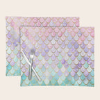 Mermaid Art, Pastel and Gold Placemat Gallery Image 1