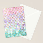 Mermaid Art, Pastel and Gold Stationery Card Gallery Image 2