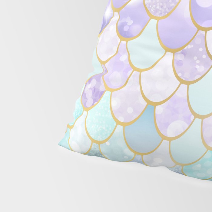 Mermaid Art, Pastel and Gold Pillow Sham Gallery Image 4