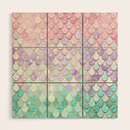 Mermaid Art, Pastel and Gold Wood Wall Art Gallery Image 1