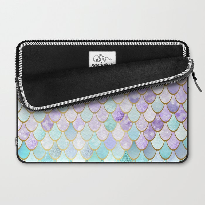 Mermaid Art, Pastel and Gold Laptop Sleeve Gallery Image 2