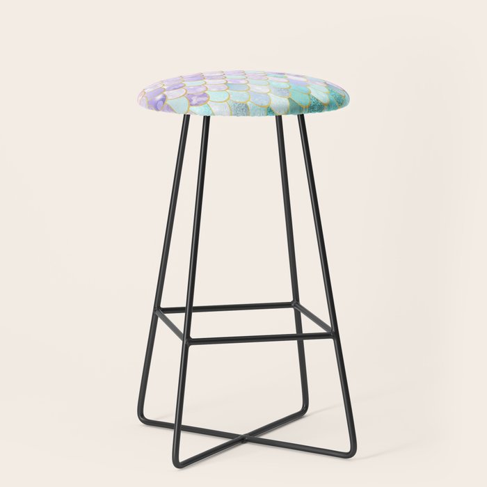 Mermaid Art, Pastel and Gold Stool Gallery Image 1