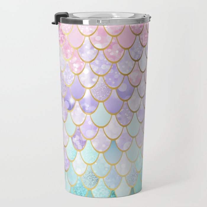 Mermaid Art, Pastel and Gold Travel Mug Gallery Image 3