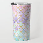 Mermaid Art, Pastel and Gold Travel Mug Gallery Image 3