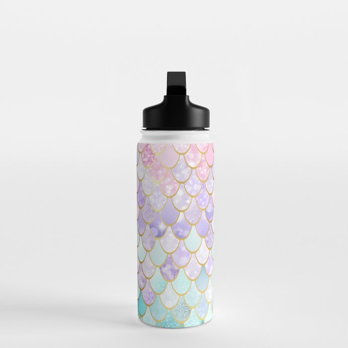 Mermaid Art, Pastel and Gold Water Bottle Gallery Image 3