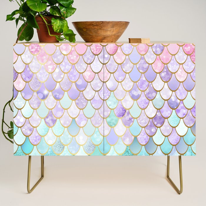 Mermaid Art, Pastel and Gold Credenza Gallery Image 1