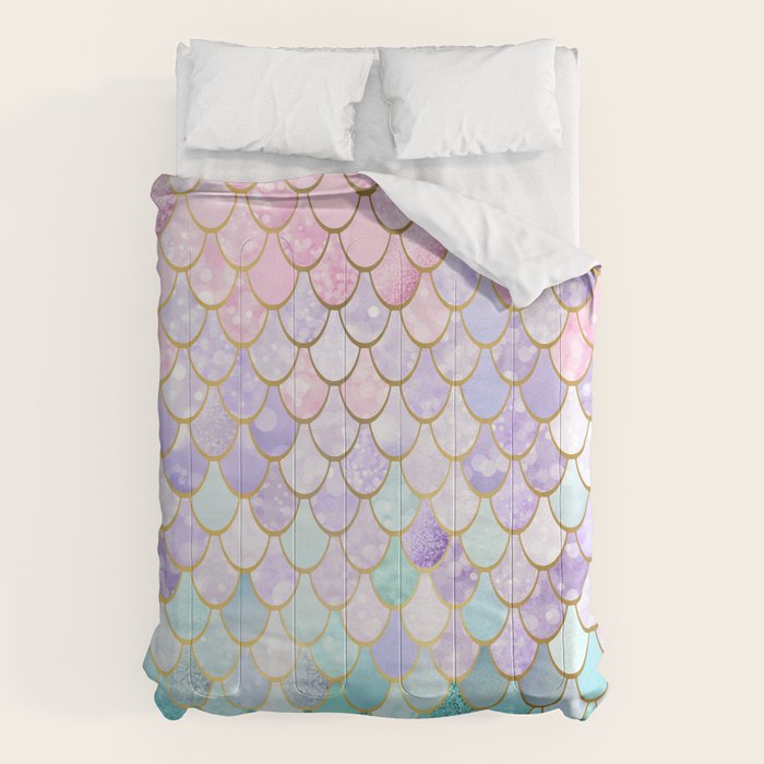 Mermaid Art, Pastel and Gold Comforter Gallery Image 6