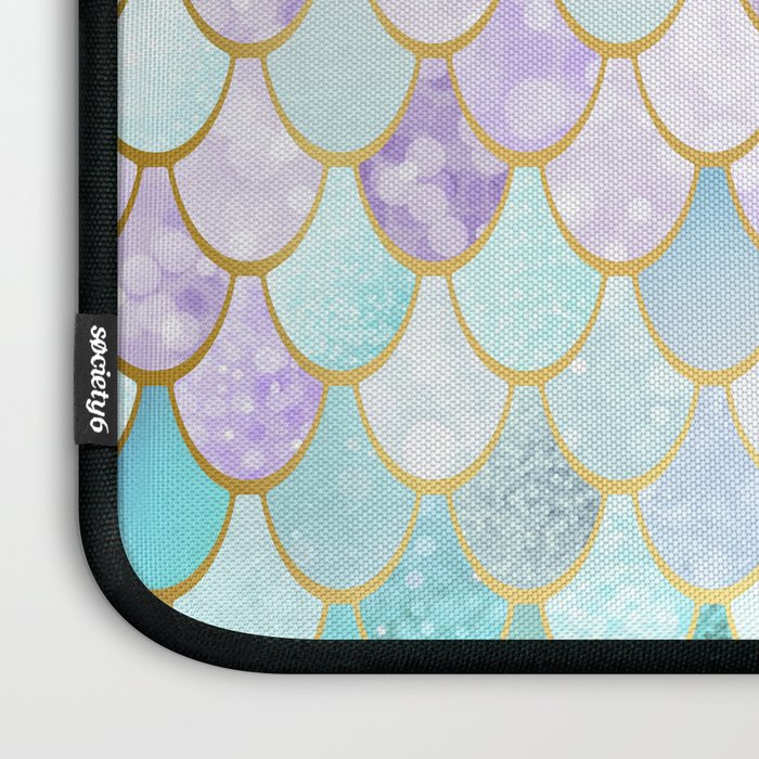 Mermaid Art, Pastel and Gold Laptop Sleeve Gallery Image 3
