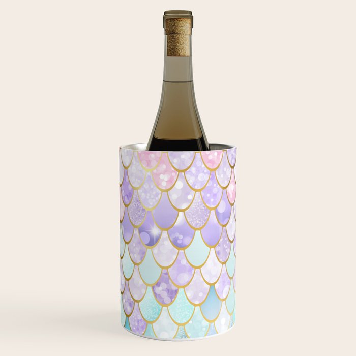 Mermaid Art, Pastel and Gold Wine Chiller Gallery Image 2