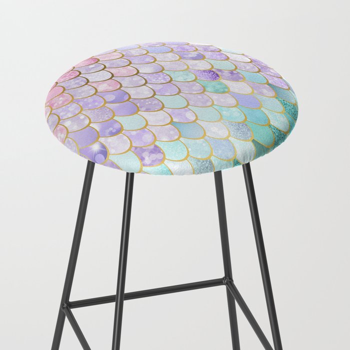 Mermaid Art, Pastel and Gold Stool Gallery Image 2
