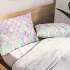 Mermaid Art, Pastel and Gold Pillow Sham Gallery Image 2