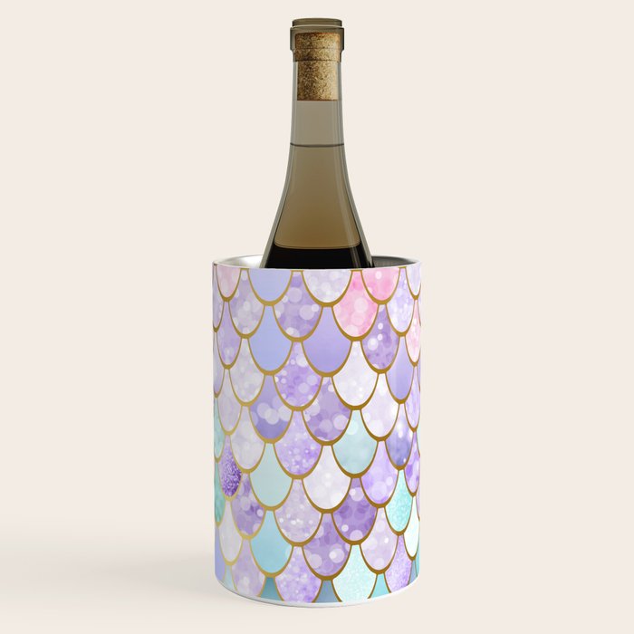 Mermaid Art, Pastel and Gold Wine Chiller Gallery Image 3
