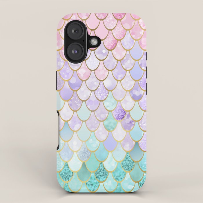 Mermaid Art, Pastel and Gold iPhone Case Gallery Image 1