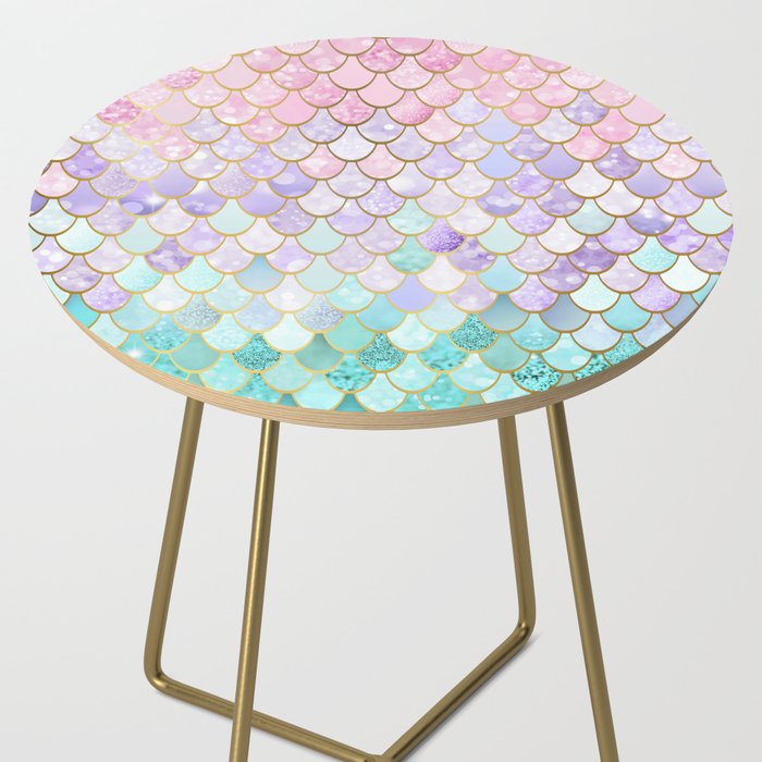 Mermaid Art, Pastel and Gold Side Table Gallery Image 2