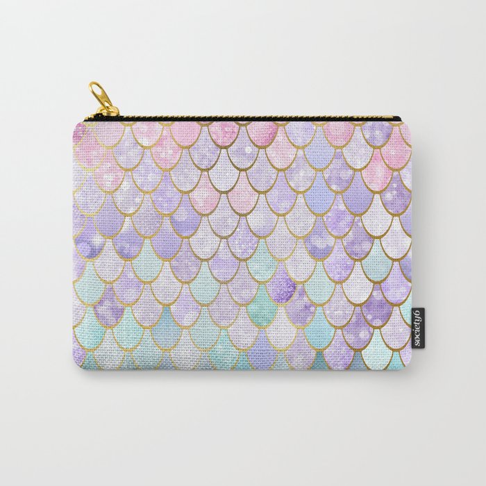 Mermaid Art, Pastel and Gold Carry All Pouch Gallery Image 1