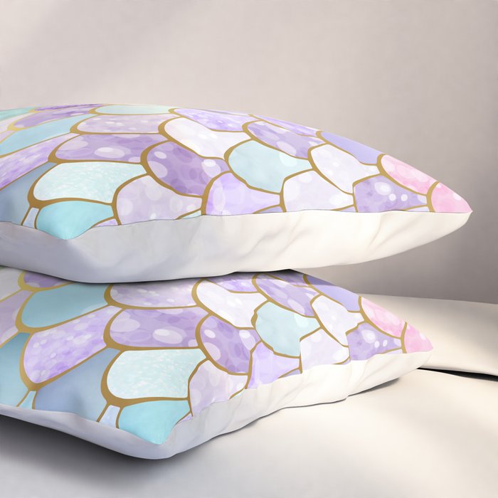 Mermaid Art, Pastel and Gold Pillow Sham Gallery Image 3