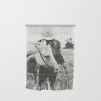 A Cowgirl & Her Horse - Black & White Photo Wall Hanging Gallery Image 1