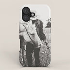 A Cowgirl & Her Horse - Black & White Photo iPhone Case Gallery Image 1
