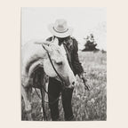A Cowgirl & Her Horse - Black & White Photo Poster Gallery Image 4