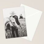 A Cowgirl & Her Horse - Black & White Photo Stationery Card Gallery Image 2
