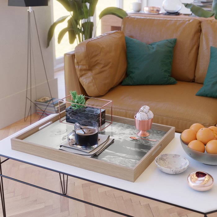 A Cowgirl & Her Horse - Black & White Photo Serving Tray Gallery Image 2