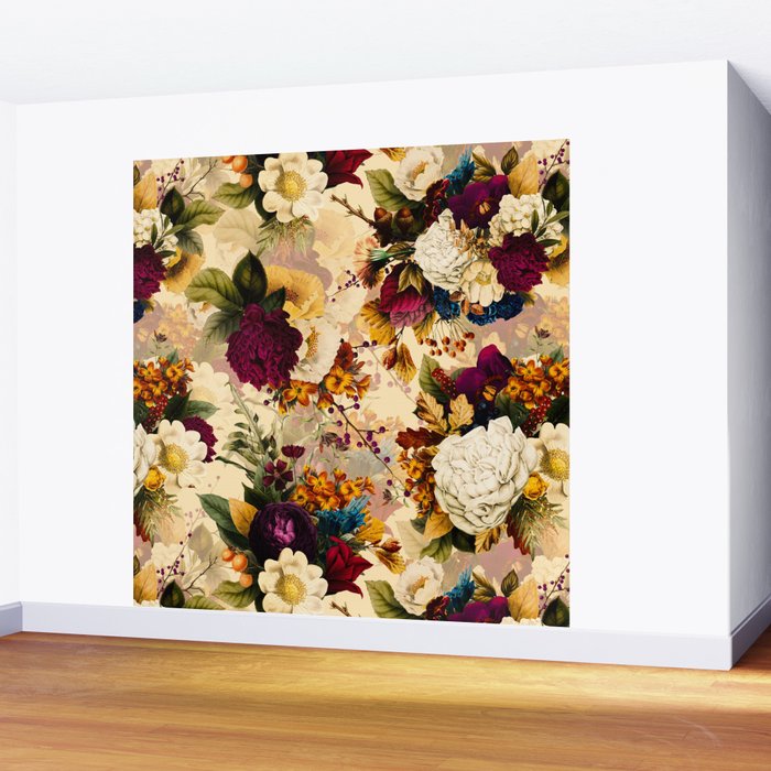 Vintage & Shabby Chic -  Nostalgic Winter Florals Pattern Wall Mural Gallery Image 2
