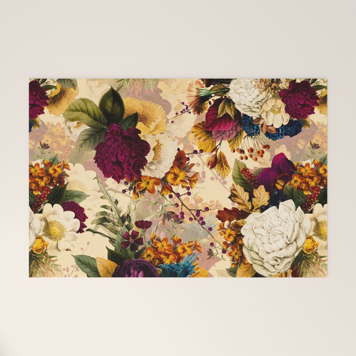 Vintage & Shabby Chic -  Nostalgic Winter Florals Pattern Welcome Mat Gallery Image 1