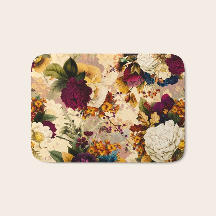 Vintage & Shabby Chic -  Nostalgic Winter Florals Pattern Bath Mat Gallery Image 1