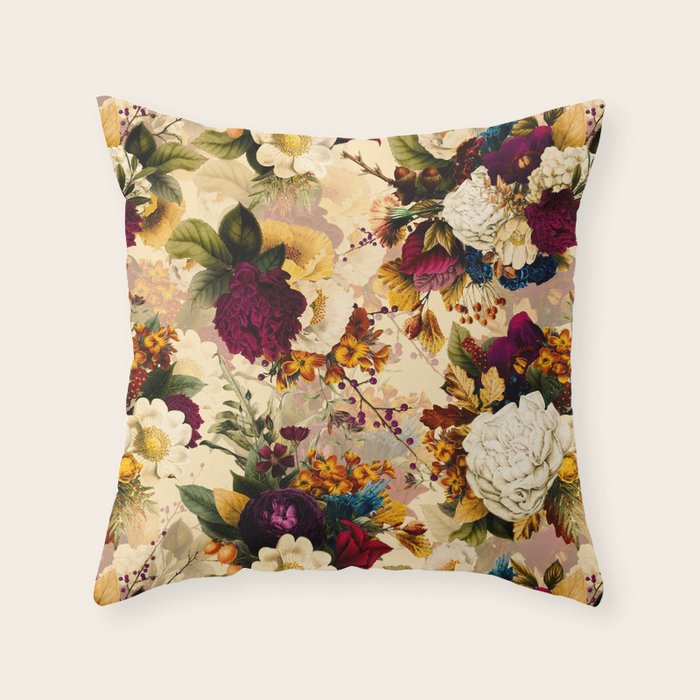 Vintage & Shabby Chic -  Nostalgic Winter Florals Pattern Throw Pillow Gallery Image 6