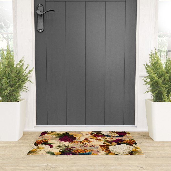 Vintage & Shabby Chic -  Nostalgic Winter Florals Pattern Welcome Mat Gallery Image 3