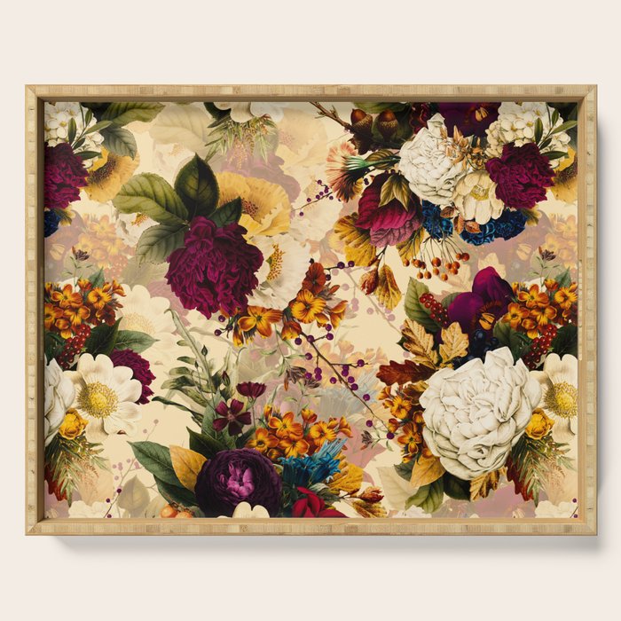 Vintage & Shabby Chic -  Nostalgic Winter Florals Pattern Serving Tray Gallery Image 1