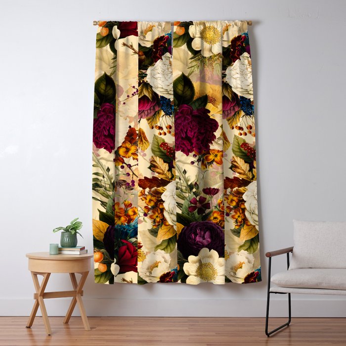 Vintage & Shabby Chic -  Nostalgic Winter Florals Pattern Window Curtain Gallery Image 1