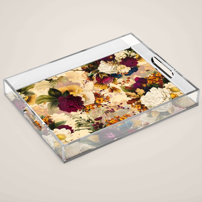 Vintage & Shabby Chic -  Nostalgic Winter Florals Pattern Acrylic Tray Gallery Image 1