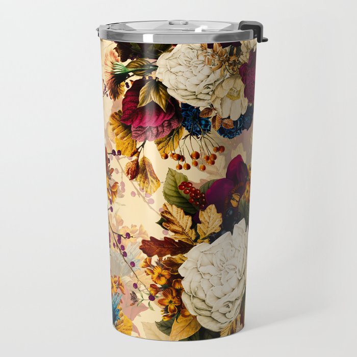 Vintage & Shabby Chic -  Nostalgic Winter Florals Pattern Travel Mug Gallery Image 2