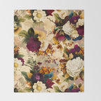 Vintage & Shabby Chic -  Nostalgic Winter Florals Pattern Throw Blanket Gallery Image 2