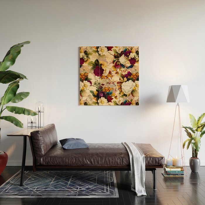 Vintage & Shabby Chic -  Nostalgic Winter Florals Pattern Wood Wall Art Gallery Image 2