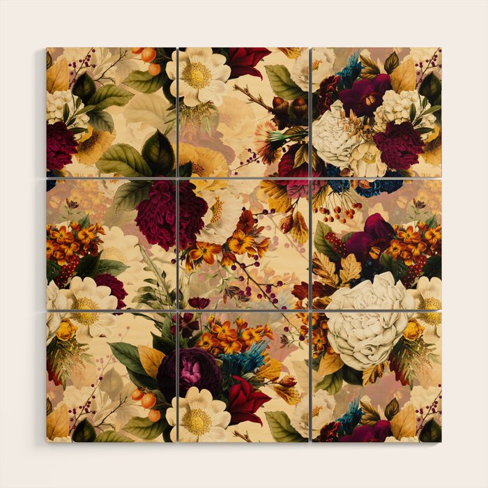 Vintage & Shabby Chic -  Nostalgic Winter Florals Pattern Wood Wall Art Gallery Image 1