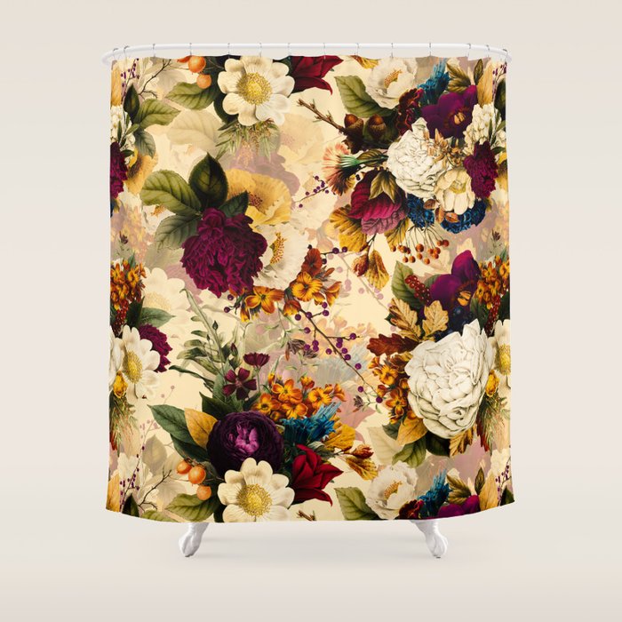 Vintage & Shabby Chic -  Nostalgic Winter Florals Pattern Shower Curtain Gallery Image 1