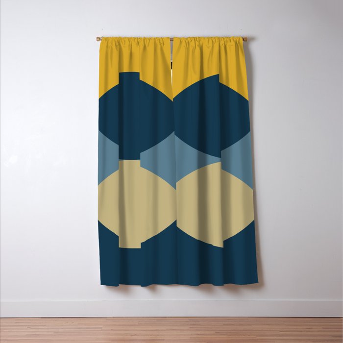 Rise of the Sun - Yellow, Blue, Geometric Art Window Curtain Gallery Image 3