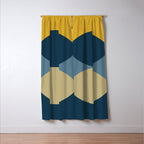 Rise of the Sun - Yellow, Blue, Geometric Art Window Curtain Gallery Image 3