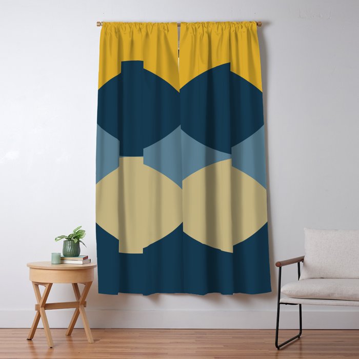 Rise of the Sun - Yellow, Blue, Geometric Art Window Curtain Gallery Image 5
