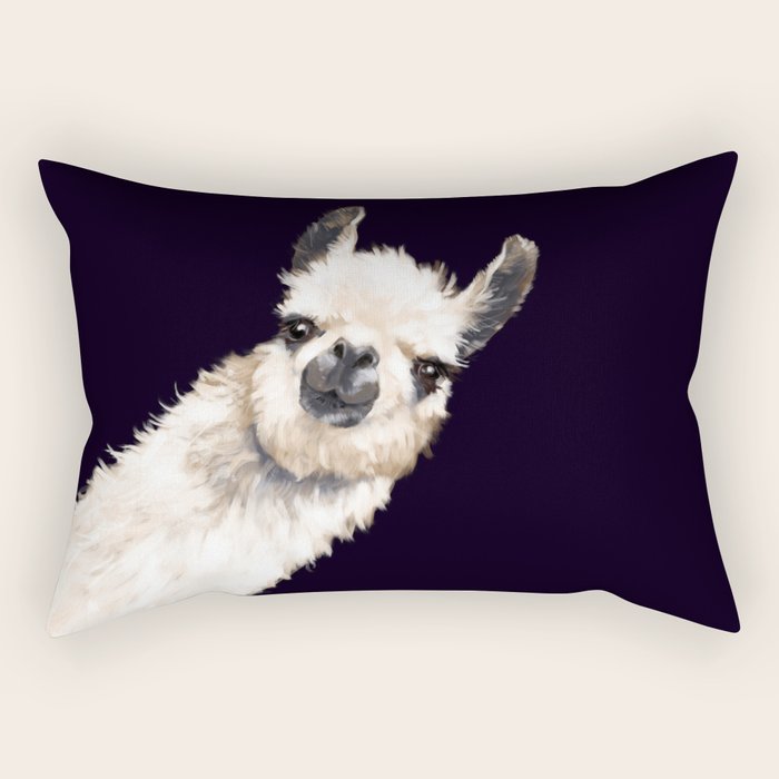 Sneaky Llama in Black Rectangular Pillow Gallery Image 2