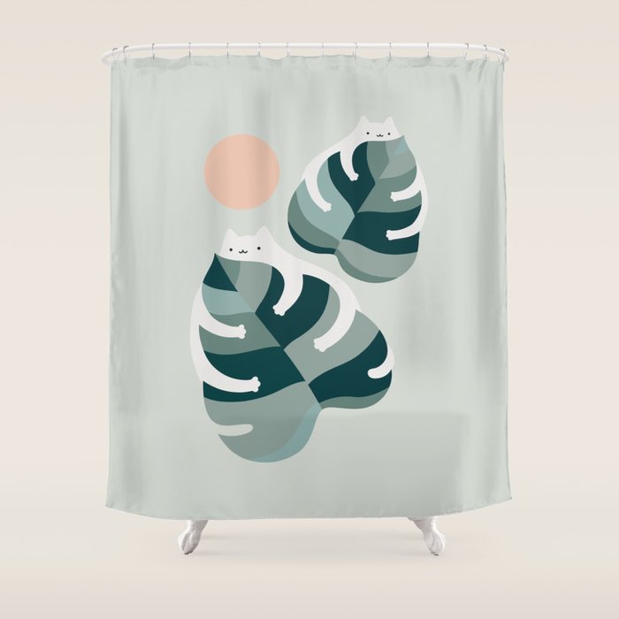 Cat and Plant 38 Shower Curtain Gallery Image 1