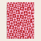 Red and Pink Retro Daisy Checkerboard Swirl Pattern Poster Gallery Image 4