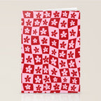 Red and Pink Retro Daisy Checkerboard Swirl Pattern Stationery Card Gallery Image 2