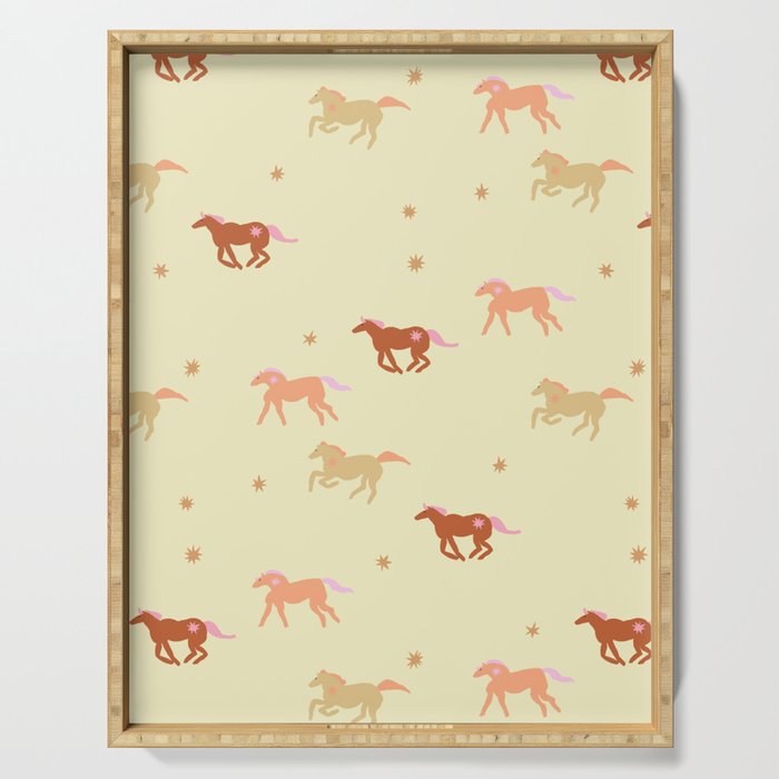 Herd of Wild West horses pattern Serving Tray Gallery Image 1