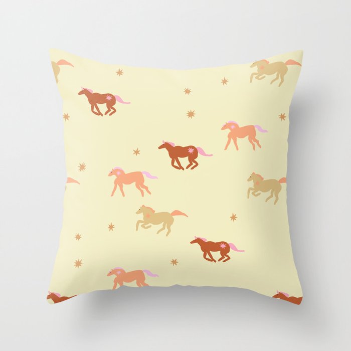Herd of Wild West horses pattern Throw Pillow Gallery Image 6