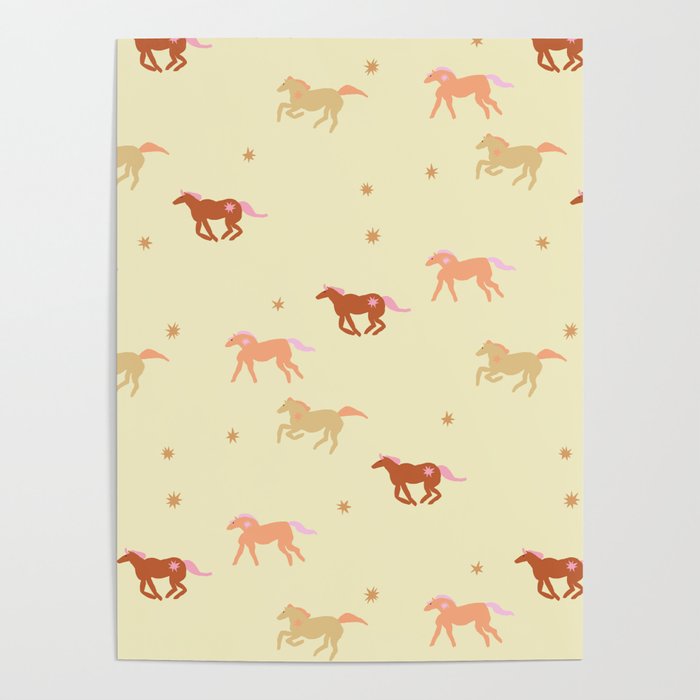 Herd of Wild West horses pattern Poster Gallery Image 4